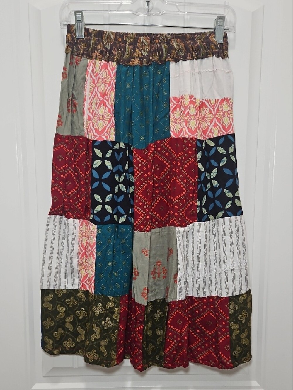 Ashley Taylor Bohemian Patchwork Skirt One Size New Multi Print Women's Colorful - Picture 4 of 5